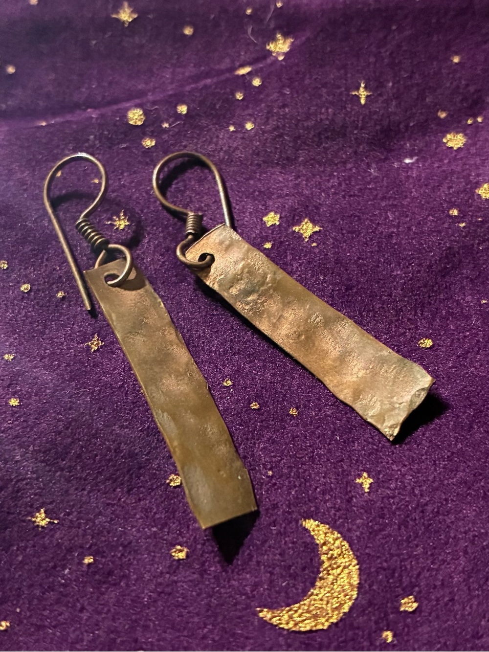 Hand Forged Hammered Copper Dangle Earrings | Artisan Boho Minimalist